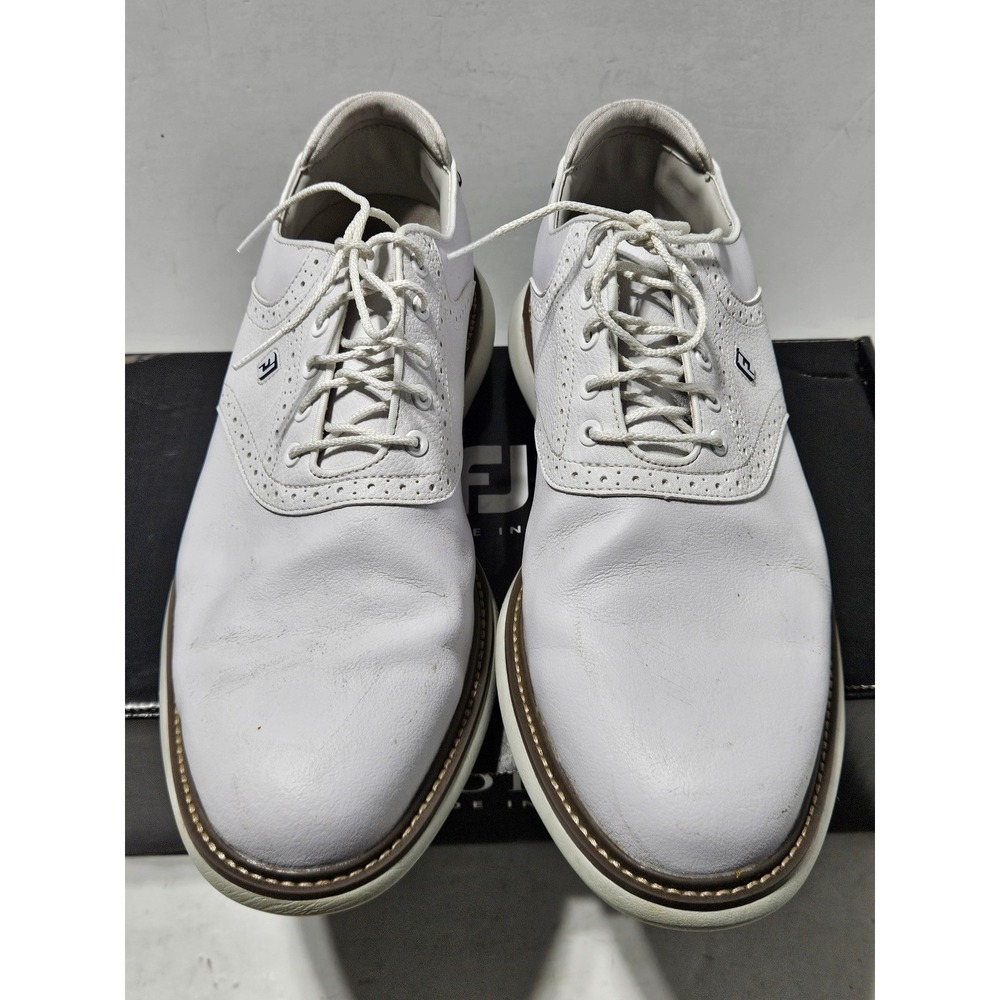 FootJoy Traditions Golf Shoes Men White Leather Spiked 57903 Size 12 Wide